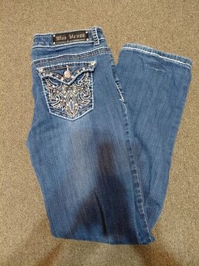 Miss Chic Jeans Women's Embellished Boot Cut Jeans - Blue